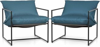 Costway Costway - 2 Sill&oacute;n Moderno Con Cabestrillo, Silla Interiores Y Exteriores Con Cojines De Asiento Y Respaldo, Tela De Asiento Resistente A La Intemperi