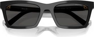 Miu Miu 55mm Rectangular Sunglasses in Black /Dark Grey at Nordstrom