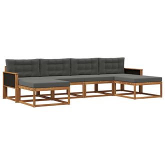 vidaXL Conjunto De Sof&aacute;s De Exterior 6 Pcs Natural Y Antracita Vidaxl
