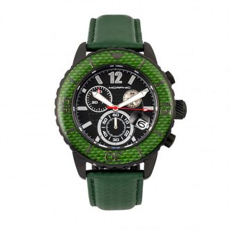 Morphic Mens M51 Series Chronograph Leather-Band Watch w/Date - Green Stainless Steel - One Size