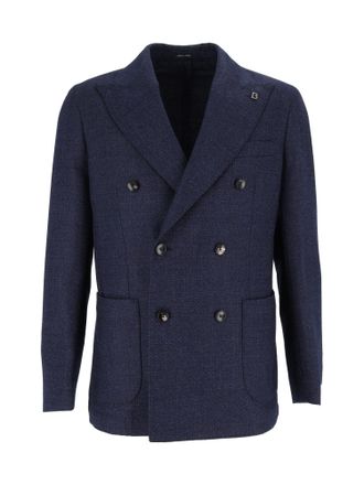 Breras Milano Double-Breasted Jacket With Wide Lapels In Deep Navy