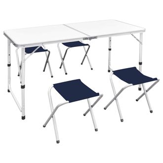 vidaXL Vidaxl - Mesa De Camping Plegable Ajustable Con 4 Taburetes 120x60 Cm