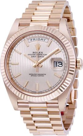 Rolex Day-Date Sundust Stripe Dial 18K Everose Gold Automatic Mens Watch 228235SNSSP