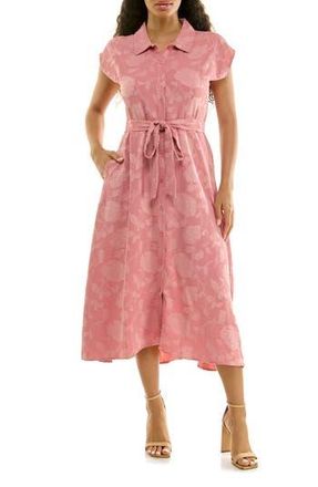 Nina Leonard Floral Cap Sleeve Shirtdress in Mauve at Nordstrom Rack, Size X-Large