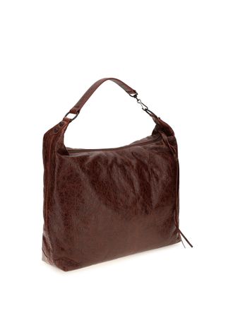 Balenciaga Womens Hobo Shoulder Bag Le City Berry Red Lambskin
