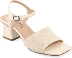 Journee Collection Evylinn Knit Block Heel Sandal in Beige at Nordstrom Rack, Size 7.5