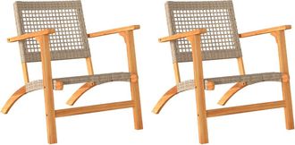 vidaXL Sillas De Jard&iacute;n 2 Uds Madera De Acacia Y Rat&aacute;n Sint&eacute;tico Beige Vidaxl