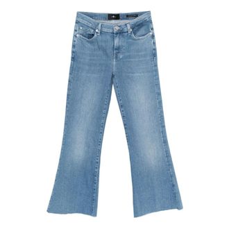 7 For All Mankind Flared Jeans, female, Blue, Size: W25 Cropped Dojo Raw Cut Flared Jeans