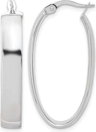 Diamond2Deal 14K White Gold Polished Oval Shape Hoop Earrings