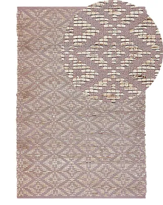 Beliani Tappeto Rettangolare In Cotone E Iuta Beige E Rosa 140 X 200 Cm Gerze