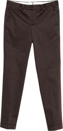 Pantaloni Torino Chinos met Omgeslagen Zoom - Heren - Chinos - Bruin - S - Katoen - Broeken