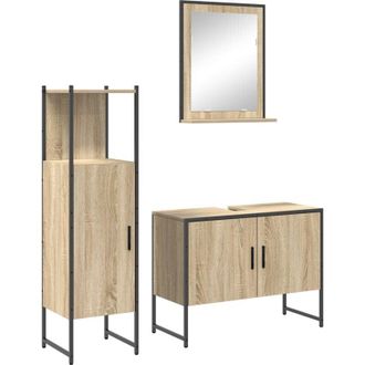 vidaXL Juego De Muebles De Ba&ntilde;o 3 Pcs Marr&oacute;n 33 X 33 X 120.5 Cm Vidaxl