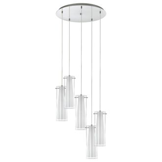 Loops Pendant Light Chrome Plated Steel Clear White Glass Opal Matt Bulb E27 5x60W