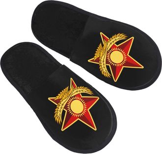 Generic Shoes Coat Of Arms Military Of Kazakhstan Warm Sliders Soft Slippers For Outdoor Home Hotel M