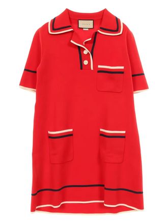 Gucci knitted short-sleeve polo dress - women - Cotton/Silk - S - Red