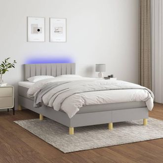 vidaXL Vidaxl - Cama Box Spring Con Colch&oacute;n Tela Y Led Gris Claro 120x200 Cm