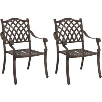 vidaXL Silla De Jard&iacute;n 2 Pcs Bronce 55 X 56.5 X 91cm Aluminio Vidaxl