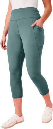 Roaman's Soft Sculpt Side Pocket Capri Legging in Cool Sage at Nordstrom, Size 40