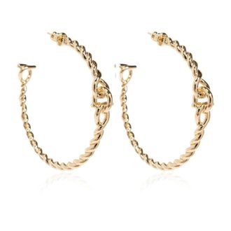Ferragamo Earrings, female, Yellow, Size: ONE SIZE Ear Torc Big Hoop Earrings