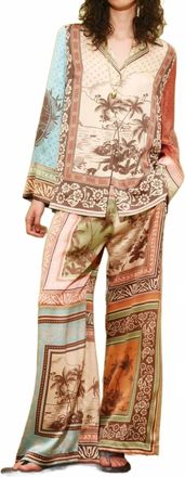 Alemais Alberta Wide Long Sleeve Silk Shirt In Multi