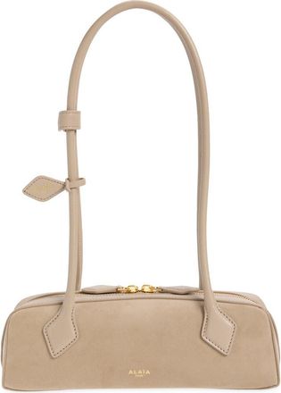 Alaia Small Le Teckel Suede East/West Shoulder Bag in Grege-824 at Nordstrom