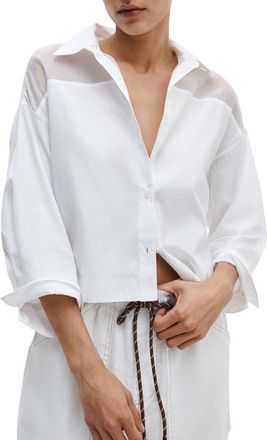 Rag & Bone Elly Crop Button-Up Shirt in White at Nordstrom, Size Xx-Small