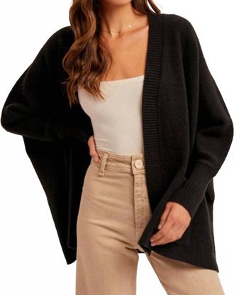 Hem & Thread Laura Dolman Sleeve Cardigan In Black