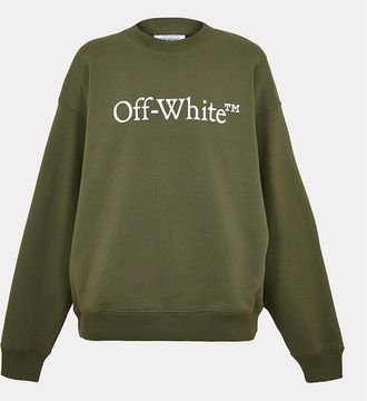 Off-white Mens Lettering Crew Neck Ribbed Collar Long Sleeve Sweatshirt - Tan - Size: 40