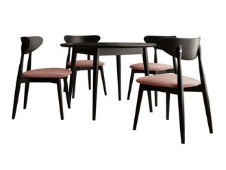 Mirjan24 Conjunto De Mesas Y Sillas Para Comedor Racine 134, Magic Velvet 2258 + Negro, 76x0x0cm, Di&aacute;metro: 120, N&uacute;mero De Asientos: 4, Estilo: Contemporary