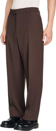 Sandro Oversized wool trousers in Chocolate at Nordstrom, Size 4429 Eu