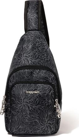 Baggallini Securtex Anti-Theft Daytripper Sling Bag in Midnight Blossom Print at Nordstrom