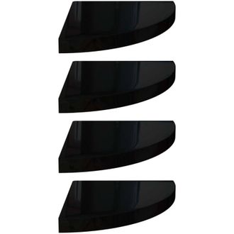 vidaXL Vidaxl - Floating Corner Shelves 4 pcs High Gloss Black 35x35x3.8 cm mdf
