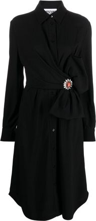 Moschino bow-detail buttoned shirt dress - women - Acetate/Viscose/Acetate/Cupro - 46 - Black