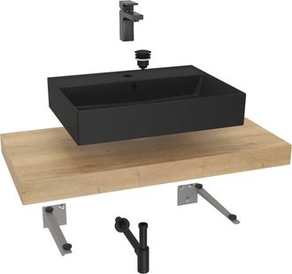 Puma Naturel Conjunto De Ba&ntilde;o Hansgrohe Con Dolce 100x8x50 Cm, Imitaci&oacute;n Roble Halifax
