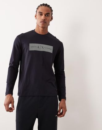 A|X Armani Exchange Camicia a maniche lunghe blu navy con logo