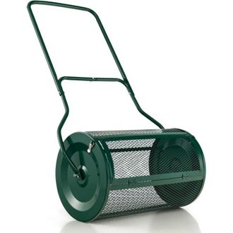 Costway Costway - Spandiconcime da 60,5 cm, Rullo da Giardino con Impugnatura Pratica Chiusure Laterali e Rete in Metallo per Concimazione e Semina, Rullo