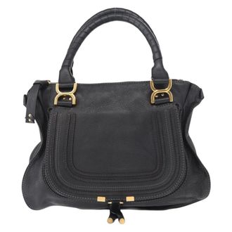 Chlo&eacute; Marcie Satchel Leather Black Leather Handbag (Pre-Owned)