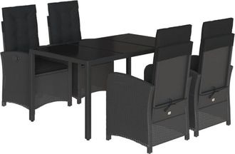 vidaXL Set De Muebles Jard&iacute;n 5 Pzas Con Cojines Rat&aacute;n Sint&eacute;tico Negro Vidaxl