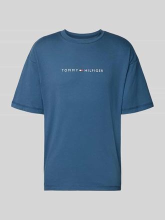 Tommy Hilfiger Regular Fit T-Shirt mit Label-Schriftzug aus reiner Baumwolle in Dunkelblau, Gr&ouml;&szlig;e XXL