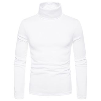 Generic DENGJIAMY Mens Fashion Mock Turtleneck T-Shirts Long Sleeve Trendy Pullover Sweater Classic Basic Plain Undershirt Slim Fit Fall Tshirts for Men (Whit