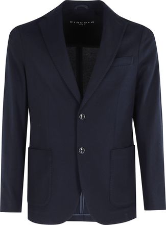 Circolo 1901 Navy Premium Patch Pocket Button Cuffs Cotton-Blend Blazer