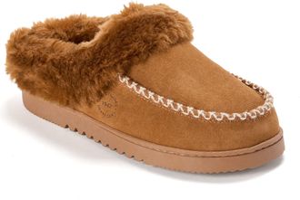 Dearfoams Womens Blaine Genuine Suede Clog Slippers
