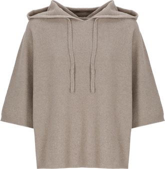 Fabiana Filippi Brown Hooded Wool Lurex Cape