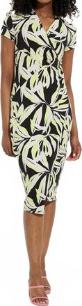 Joseph Ribkoff Palm Print Long Dress In Black