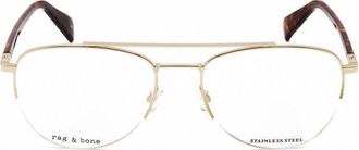 Rag & Bone Mens Gold Tone Pilot Eyeglass Frames RNB7054/G-2