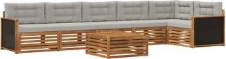 vidaXL Conjunto De Sof&aacute;s De Exterior 7 Uds. Natural Y Gris Claro Vidaxl