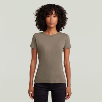 G-Star Slim Rib T-Shirt - Bruin - Dames