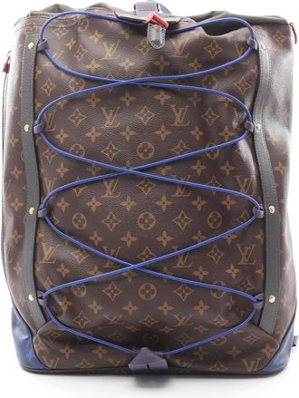 Louis Vuitton Black Blue Brown Monogram Pvc Coated Canvas Leather Backpack (Pre-Owned)