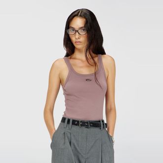 Diesel Slim tank top with laser-cut Oval D - T-Shirts - Woman - Violet