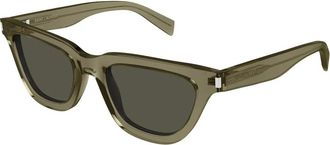 Saint Laurent Bruine Zonnebril met Vierkant Montuur en Grijze Glazen - Dames - Zonnebrillen - Bruin - 53 MM - Accessoires